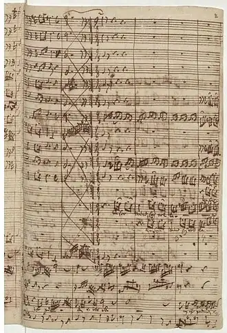 page of the autograph score by Bach, 1725