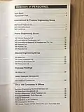 Directory of Personnel showing main business structures