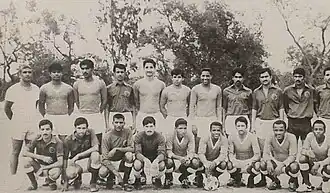 Pakistan national football team with POF Wah Cantt team in Army Stadium in 1973