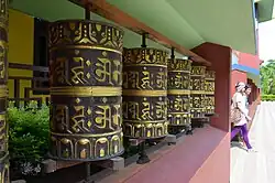Prayer wheels at Tergar Monastery