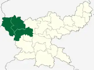 Location of Palamu Division in Jharkhand