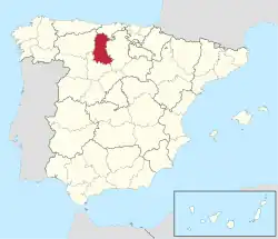 Map of Spain with Palencia highlighted