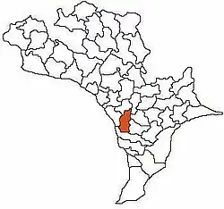 Map with the location highlighted in red