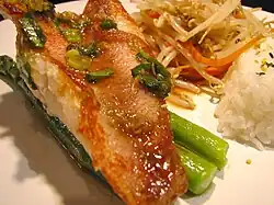 Pan-fried red snapper fillet