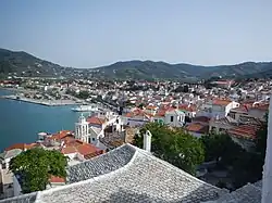 View of the town of Skopelos