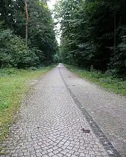 Sett-paved tank trail in Stuttgart, Germany.
