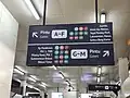 Signage of bus routes inside the building, 2023