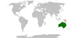 Map indicating locations of Australia and Papua New Guinea