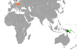 Map indicating locations of Papua New Guinea and Poland