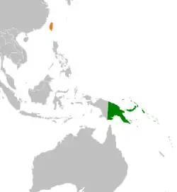 Map indicating locations of Papua New Guinea and Taiwan