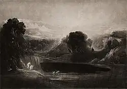 Paradise, Adam and Eve, the Morning Hymn, from Paradise Lost (1824–1827). Mezzotint, plate 14.3 × 20.5&nbsp;cm. Museum of Fine Arts, Houston