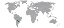 Map indicating locations of Paraguay and Taiwan