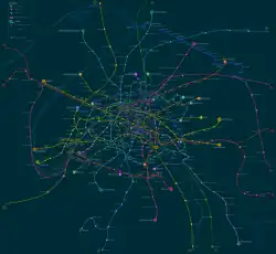 Solarized Dark used in a geographically accurate Paris Métro map