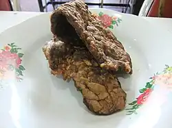 Padang style fried cow lung from West Sumatra, Indonesia