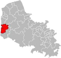 Location of Étaples within the department