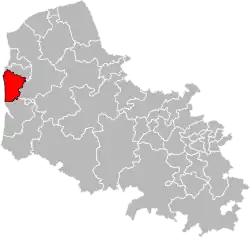 Location of Outreau within the department