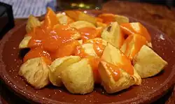 A plate of Patatas bravas