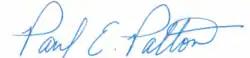 Paul E. Patton's signature in blue ink