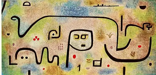 Insula dulcamara, 1938, oil color and colored paste on newsprint on jute on stretcher frame, Zentrum Paul Klee, Bern