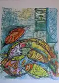 Fished fish, watercolor or engraved paper, 1997