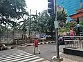 Pelican crossing to access the station, December 2023