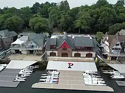 Aerial view of #11 Boathouse Row, College Boat home
