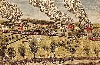 The British retreating from Lexington