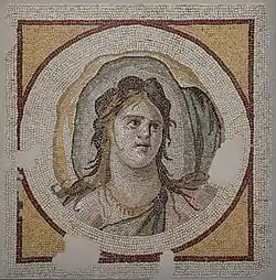 Mosaic depicting a feminine personification, from the Boat house of Psyche in Daphne (suburb of Antioch), beginning of 3rd century AD, Louvre Museum.