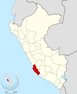 Location of Ica within Peru