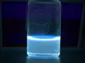 Perylene dissolved in dichloromethane exposed to Long Wave UV radiation