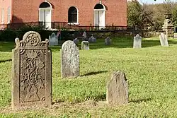 Obverse of headstone for Peter Heintz, dated 1777