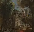 Detail of the castle from A View of Het Steen in the Early Morning