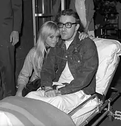 Peter Sellers and Britt Ekland in a hospital in 1964