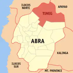 Map of Abra with Tineg highlighted