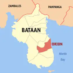 Map of Bataan with Orion highlighted