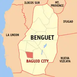 Map of Cordillera Administrative Region with Baguio highlighted