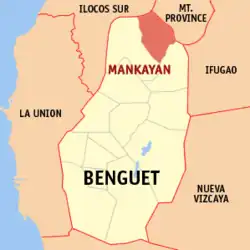 Map of Benguet with Mankayan highlighted