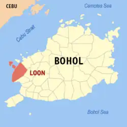 Map of Bohol with Loon highlighted