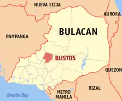 Map of Bulacan with Bustos highlighted