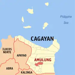 Map of Cagayan with Amulung highlighted