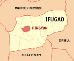 Map of Ifugao with Hingyon highlighted