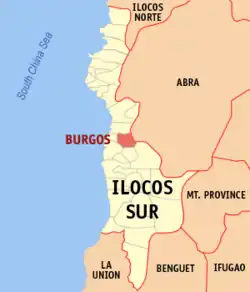 Map of Ilocos Sur with Burgos highlighted