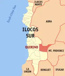Map of Ilocos Sur with Quirino highlighted