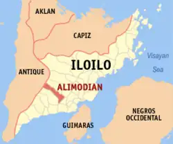Map of Iloilo with Alimodian highlighted