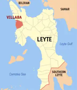 Map of Leyte with Villaba highlighted