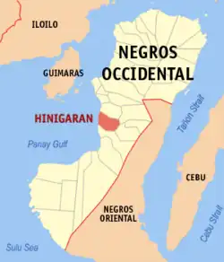 Map of Negros Occidental with Hinigaran highlighted