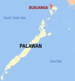 Map of Palawan with Busuanga highlighted