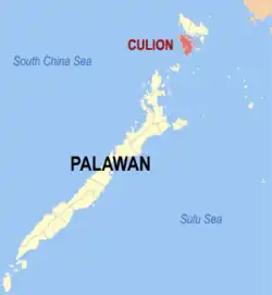 Map of Palawan with Culion highlighted