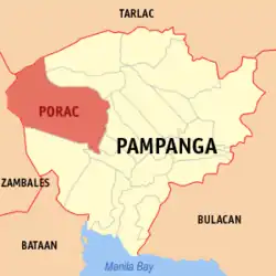 Map of Pampanga with Porac highlighted