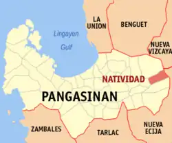 Map of Pangasinan with Natividad highlighted